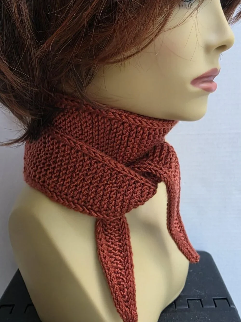 Sophie Scarf Classic Design Small Double Wrap Handmade Knitted Acrylic Rust